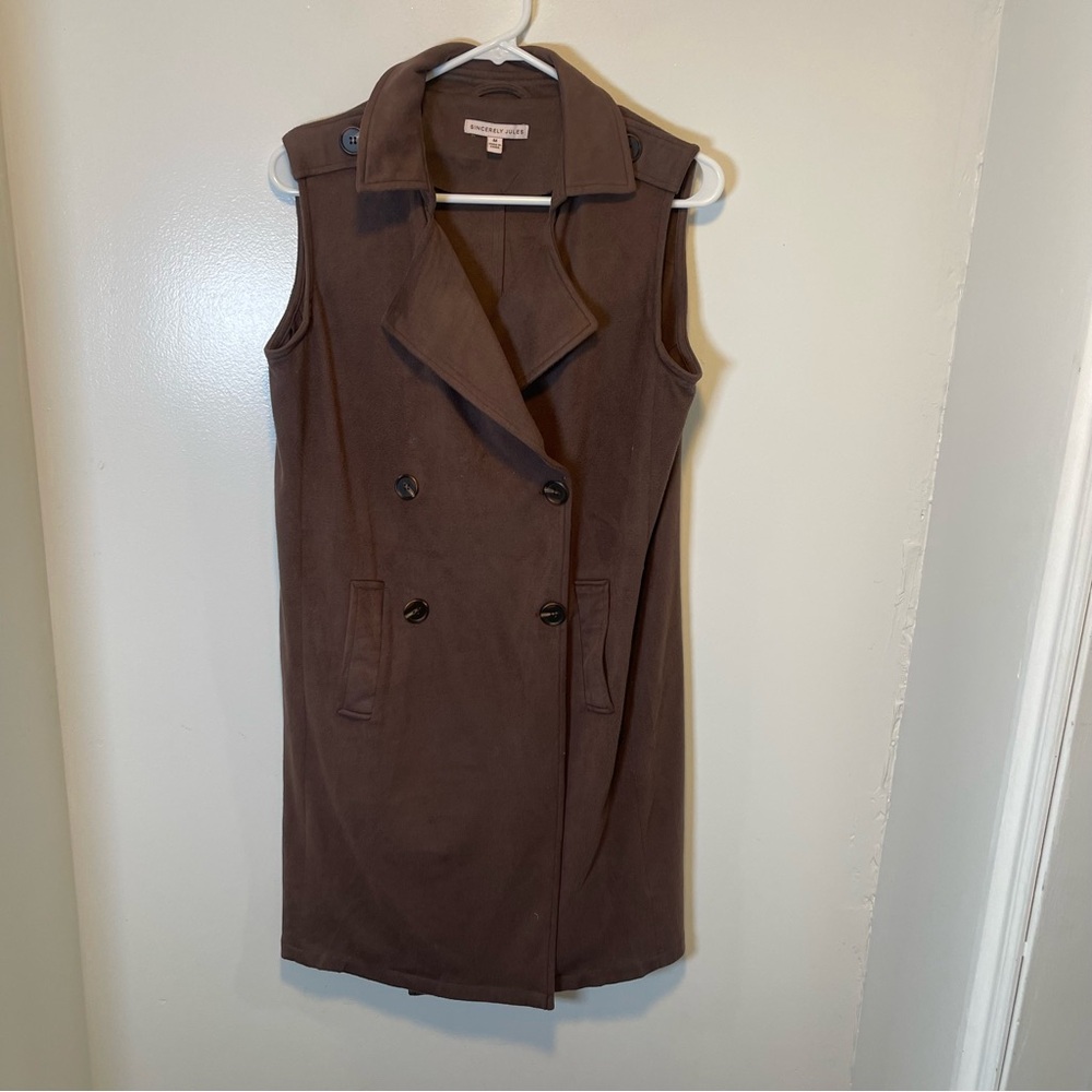 Sincerely Jules Brown Sleeveless Trench Coat women’s‎ size medium